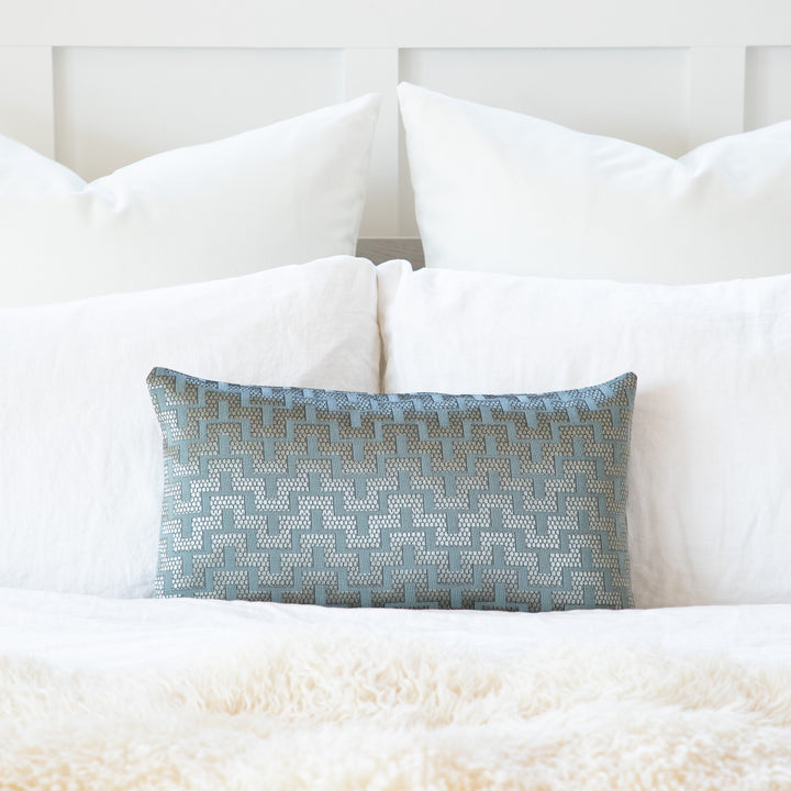 Mazy Bluish Silver Gray Throw Decorative Pillow Cover