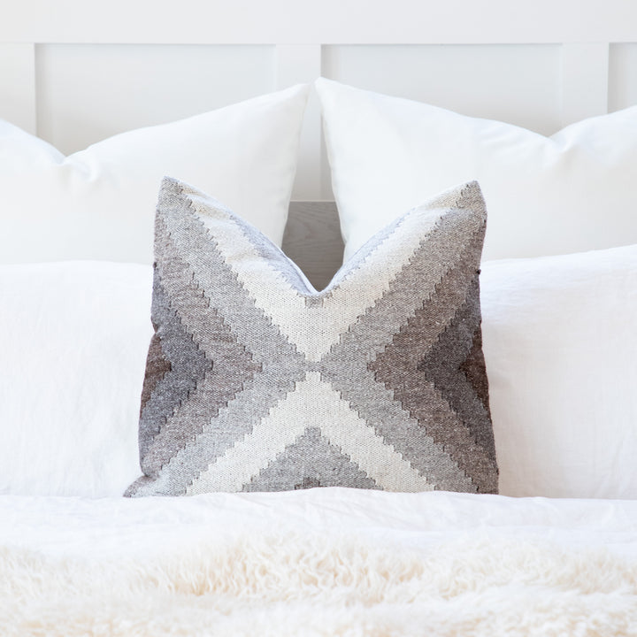 Hand Loomed Wool Boho Farmhouse Modern Decorative Throw Cushion Pillow Cover - Beige Brown