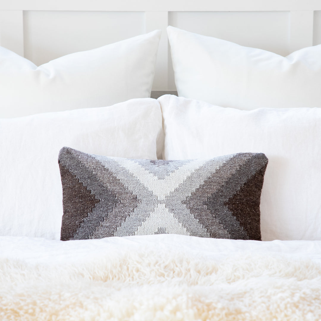Hand Loomed Wool Boho Farmhouse Modern Decorative Throw Cushion Pillow Cover - Beige Brown