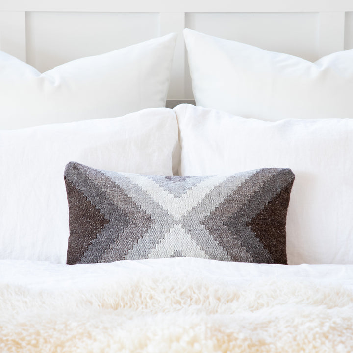 Hand Loomed Wool Boho Farmhouse Modern Decorative Throw Cushion Pillow Cover - Beige Brown