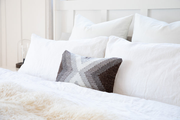 Hand Loomed Wool Boho Farmhouse Modern Decorative Throw Cushion Pillow Cover - Beige Brown