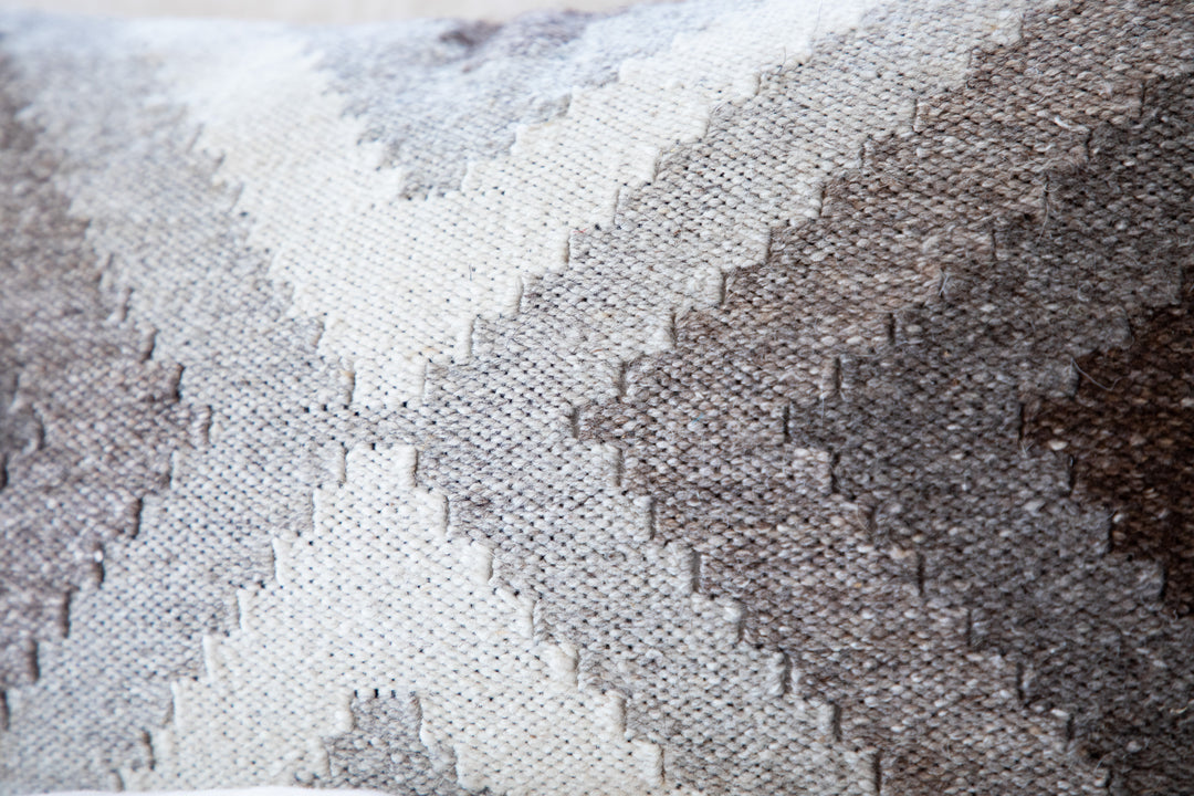 Hand Loomed Wool Boho Farmhouse Modern Decorative Throw Cushion Pillow Cover - Beige Brown