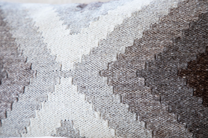 Hand Loomed Wool Boho Farmhouse Modern Decorative Throw Cushion Pillow Cover - Beige Brown