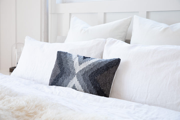 Hand Loomed Wool Boho Farmhouse Modern Decorative Throw Cushion Pillow Cover - Smoky Gray