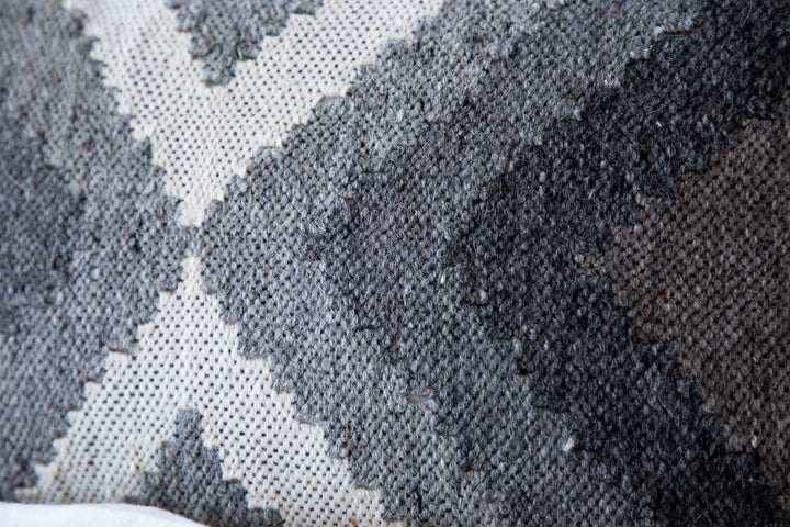 Hand Loomed Wool Boho Farmhouse Modern Decorative Throw Cushion Pillow Cover - Smoky Gray