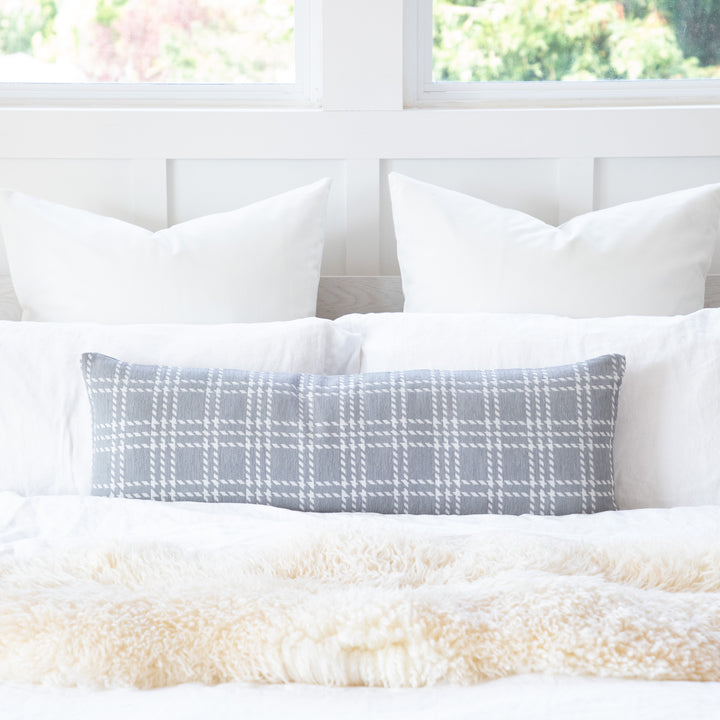 Belgian Checkered Gray White Jacquard Maternity Pregnancy Long Body Pillow Cover