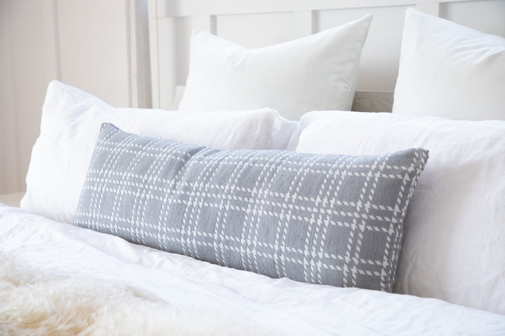 Belgian Checkered Gray White Jacquard Maternity Pregnancy Long Body Pillow Cover