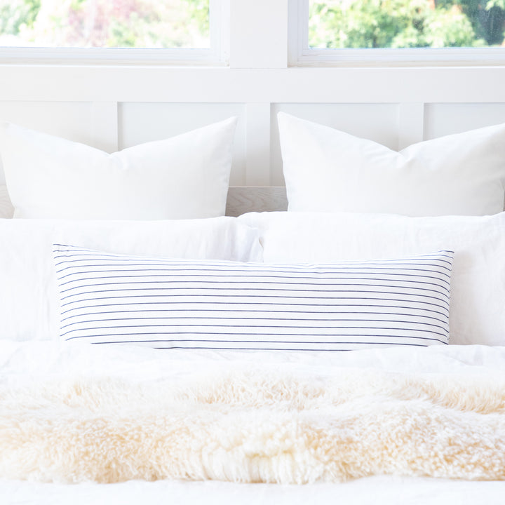 Navy White Pin Stripe Maternity Pregnancy Long Body Pillow Cover