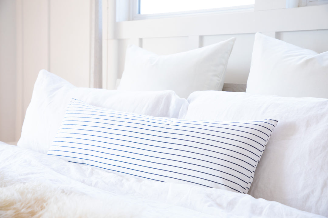 Navy White Pin Stripe Maternity Pregnancy Long Body Pillow Cover