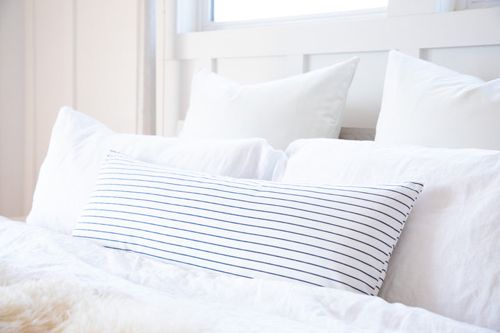 Navy White Pin Stripe Maternity Pregnancy Long Body Pillow Cover
