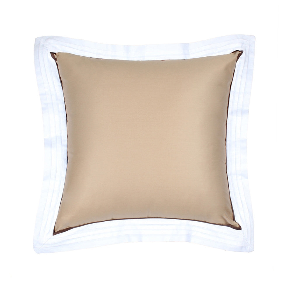 Sateen Beige Pintuck Flange Sham Pillow