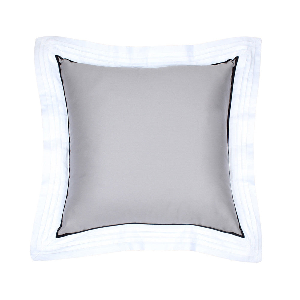 Sateen Light Grey Pintuck Flange Sham Pillow