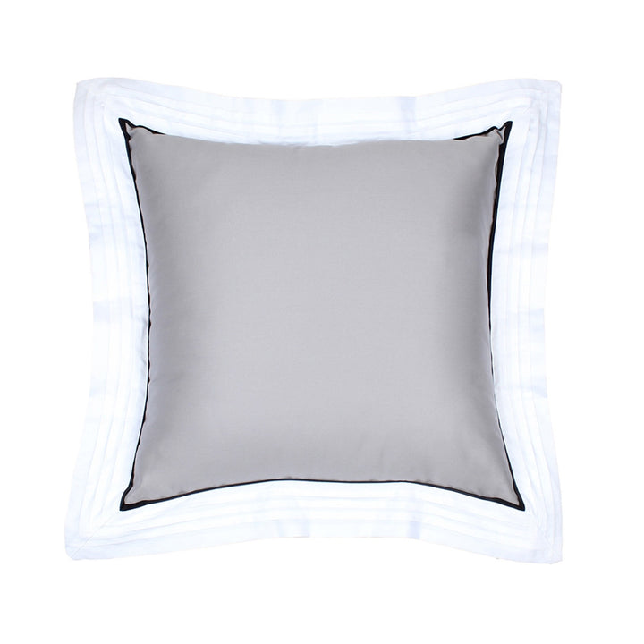 Sateen Light Grey Pintuck Flange Sham Pillow