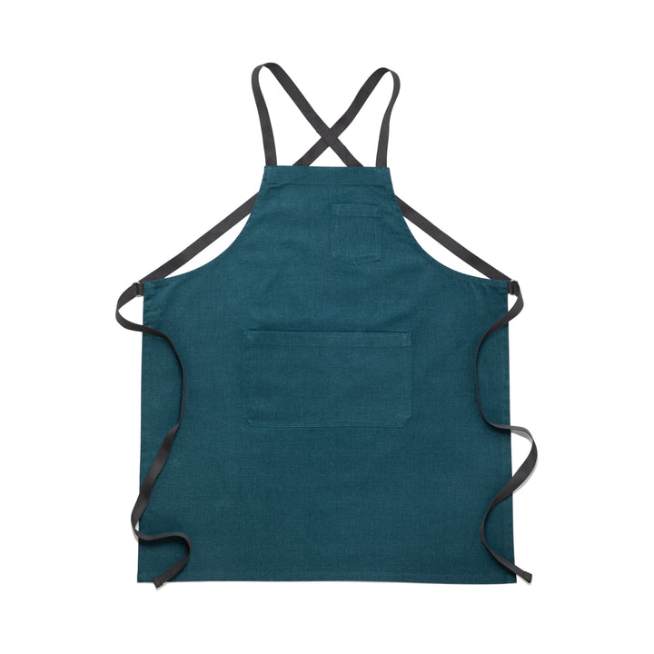 Slate Blue Chef's Apron with Pockets Flat