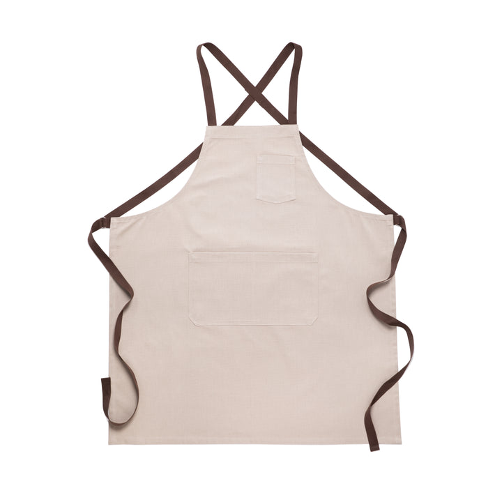 Beige Chef's Apron with Pockets Flat