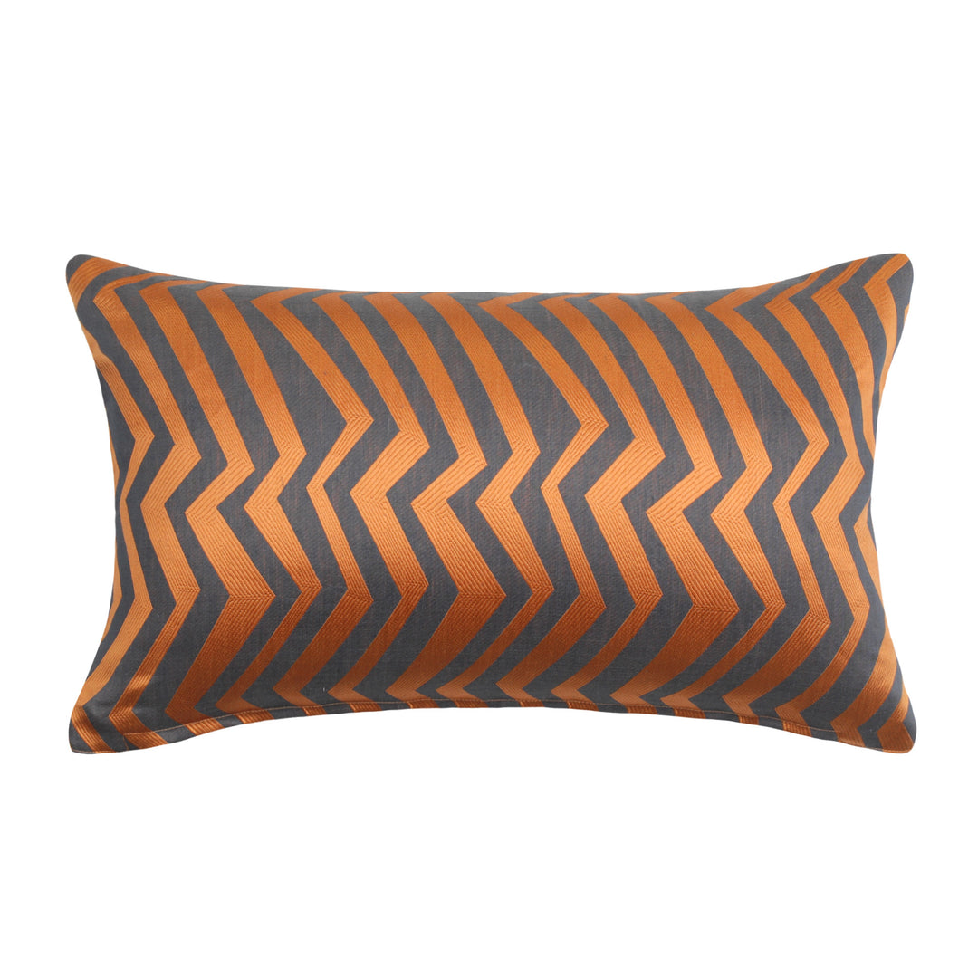 Dark Grey Orange Ziggy Chevron Throw Decorative Pillow Cover