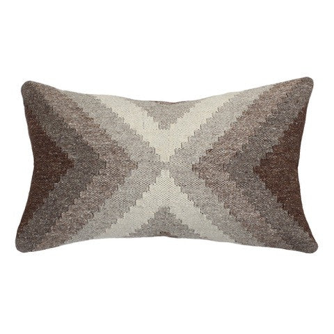 Hand Loomed Wool Boho Farmhouse Modern Decorative Throw Cushion Pillow Cover - Beige Brown